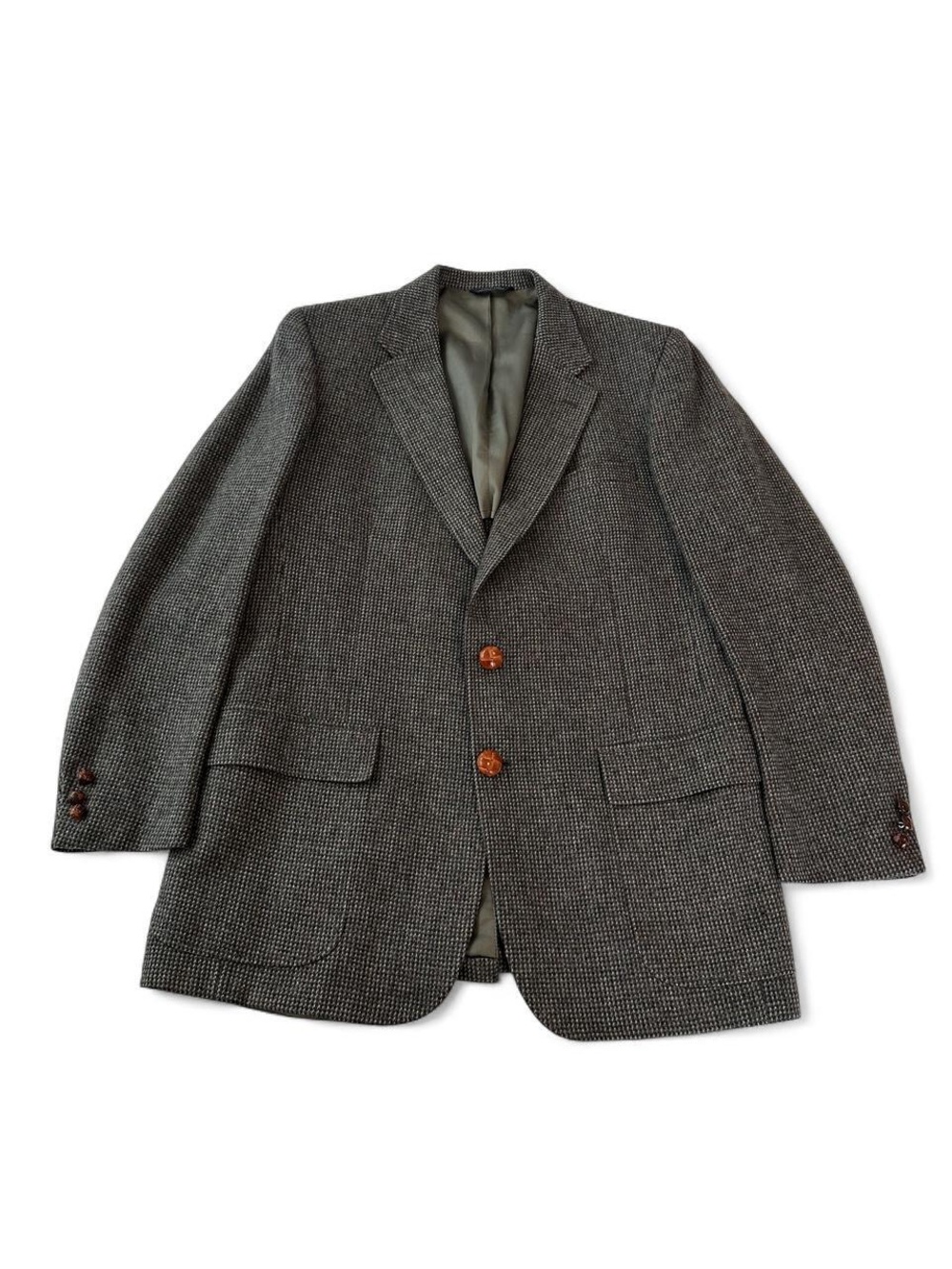 Classic Men's Herringbone Blazer in Charcoal Gray